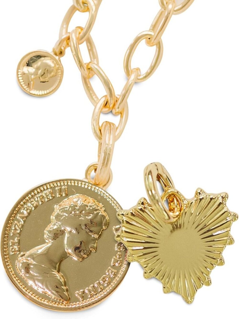Gold Medallion & Sunburst Heart Charm Necklace Bundle - Bold Statement Jewelry